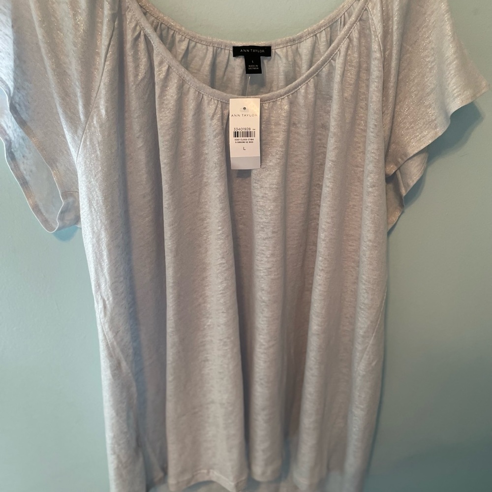 NWT ANN TAYLOR SILVER TOP